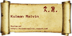 Kulman Malvin névjegykártya